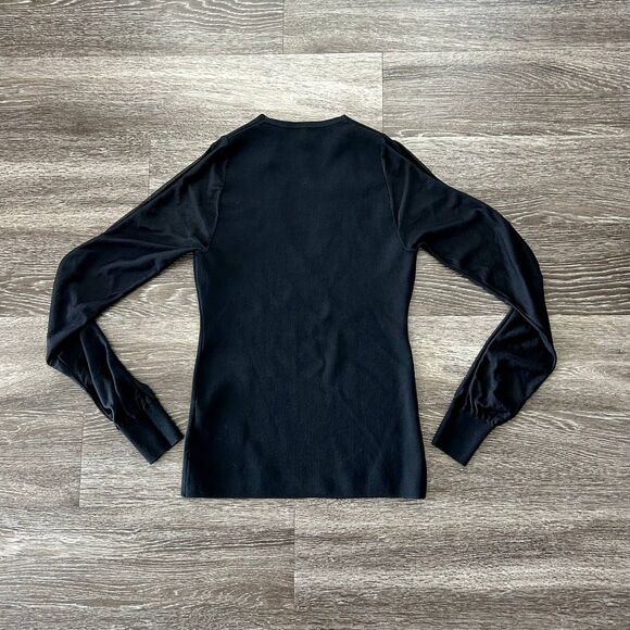 EUC Reiss Sophie Black Knit Top Medium Sheer Mesh Sleeve Pullover Sweater Chic - Picture 9 of 16